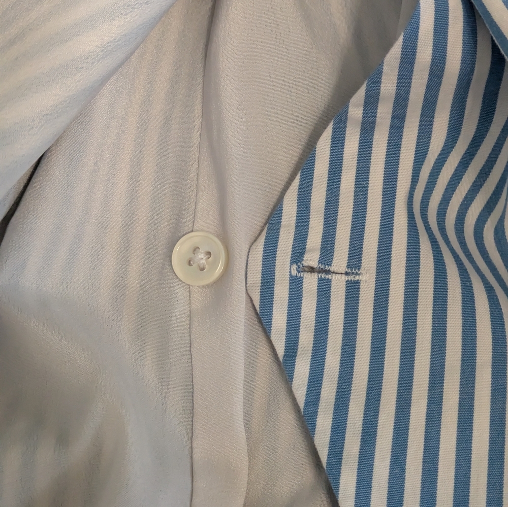 J.Crew Blue White Striped Faux Wrap Dress Cotton Stretch Lined Size 0 K0691 FA18 - Picture 7 of 11